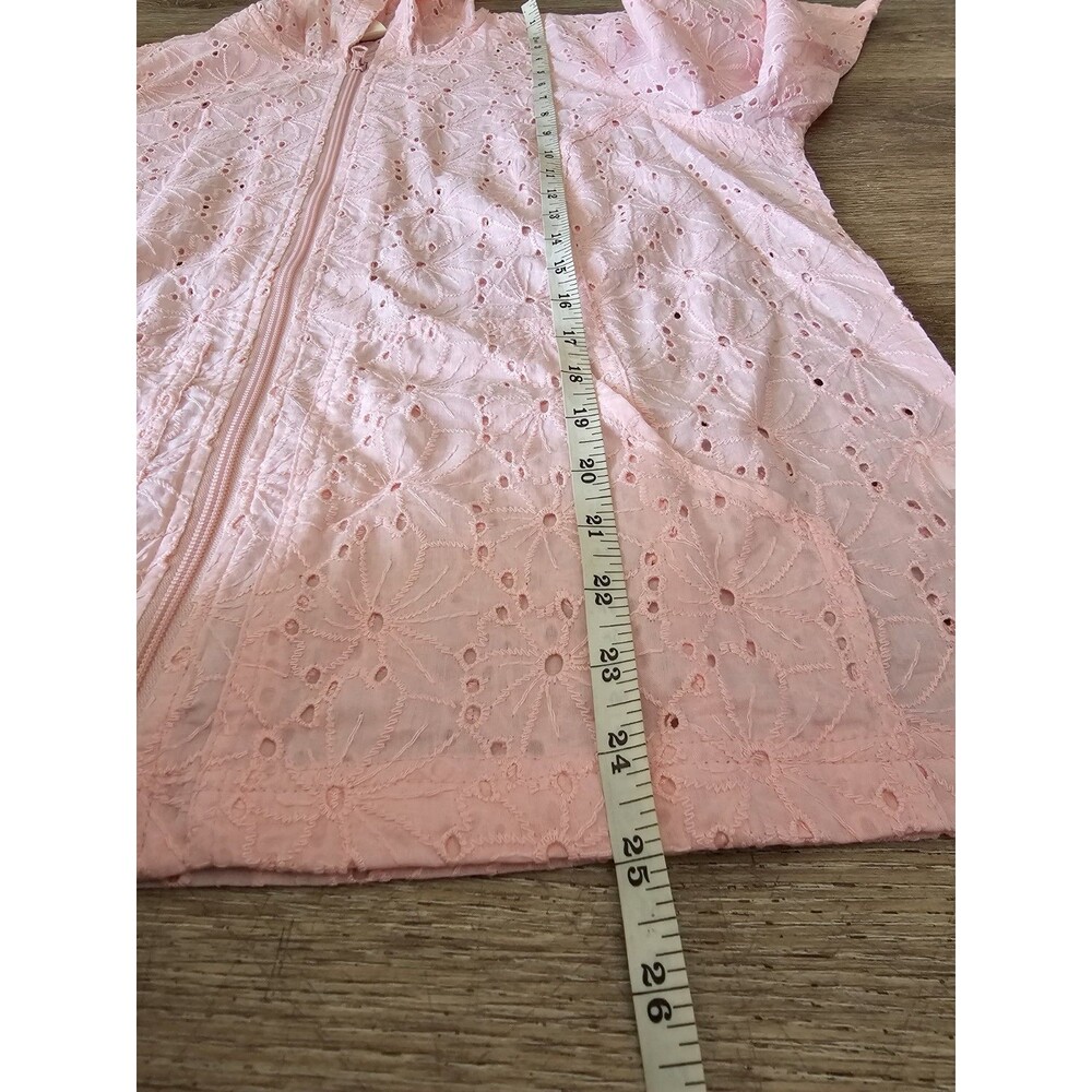 Blair Women's Eyelet Lace Lightweight Zip Hoodie Pink Jacket Top Size Medium - Picture 4 of 7